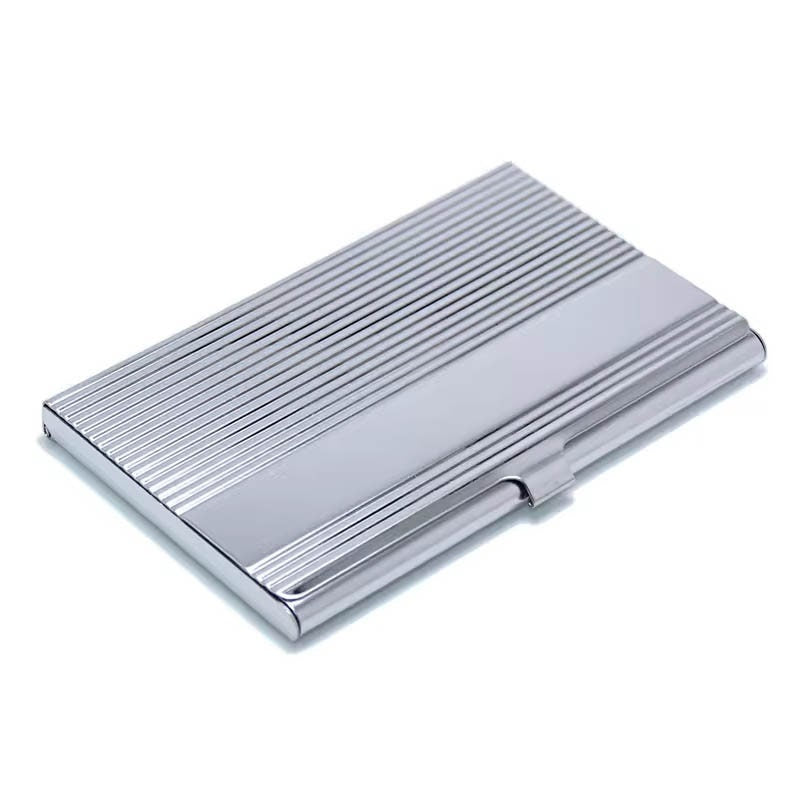 Silver Ribbed Business Card Case Silver Strip Fiber Laser Bulk Engraving Products Blanks Wholesale