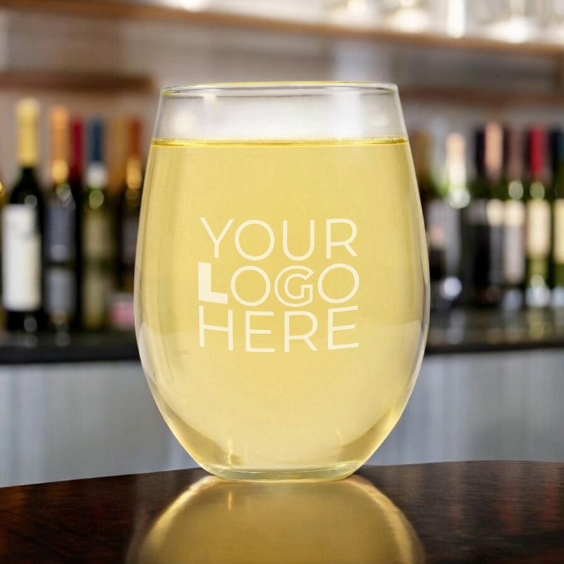 Custom Logo Wine Glasses | Personalized Corporate Gifts for Clients & Employees | Bulk Laser Engraved Favors