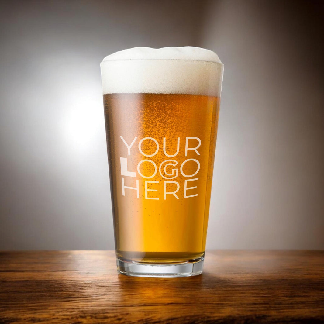 Custom Logo Beer Glass | Personalized Corporate Gift, Laser Engraved Pint Glass for Clients, Promotional Gifts Wholesale