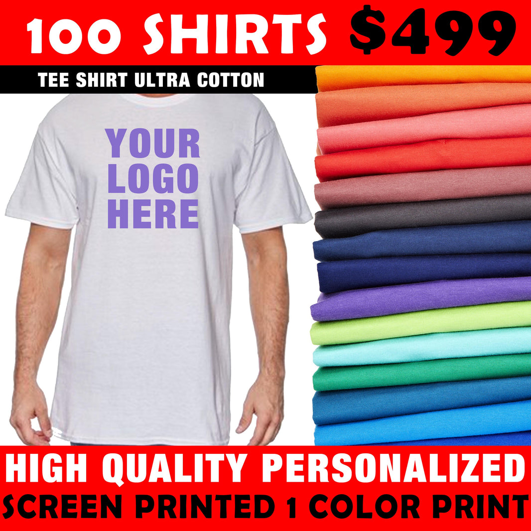 100 Custom T-shirts $499