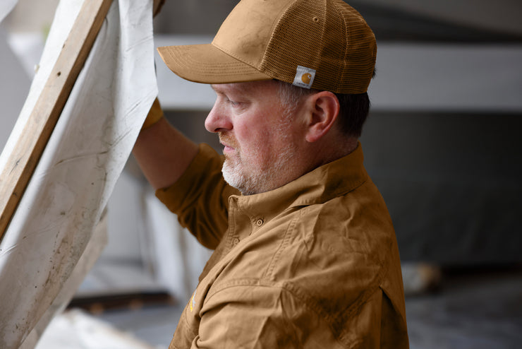 Custom Logo Leather Patch Hat - Carhartt® Flexfit 110® Mesh Back Cap