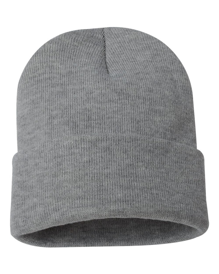 Custom Logo Leather Patch Beanie – Sportsman® 12" Solid Cuffed Beanie (SP12)
