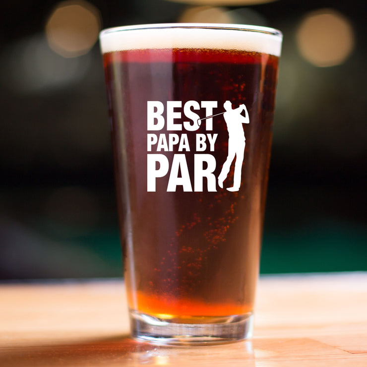 Funny Golf Gift Pint Glass Best Papa By Par Golf Ball Father&#39;s Day Gift New Papa Soon to Be Golf Gift Grandpa Gift Craft Beer Mug