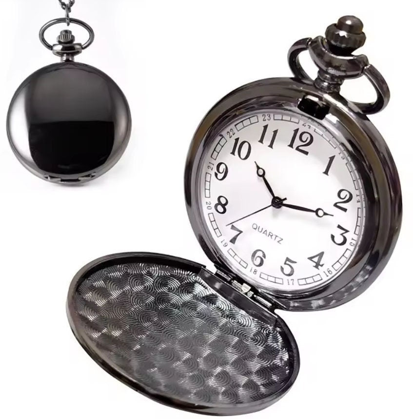 Personalized Gun Metal Pocket Watch with white face Blank Laser fiber laser C02 Blanks Wholesale laser blanks