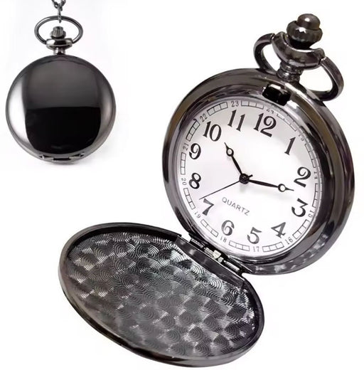 Personalized Gun Metal Pocket Watch with white face Blank Laser fiber laser C02 Blanks Wholesale laser blanks
