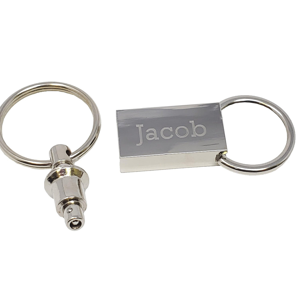 Personalized Silver Detachable Valet Keychain - cheapgroomsmengifts
