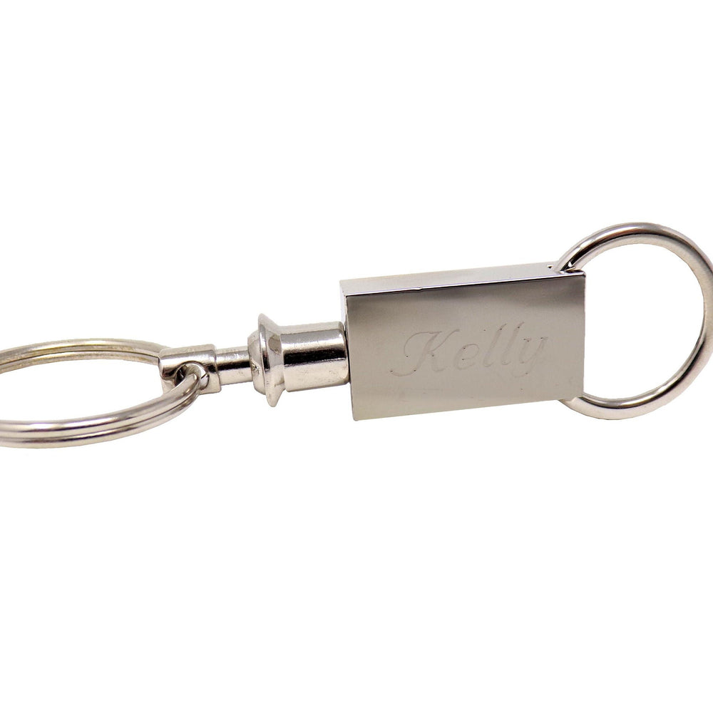 Personalized Silver Detachable Valet Keychain - cheapgroomsmengifts
