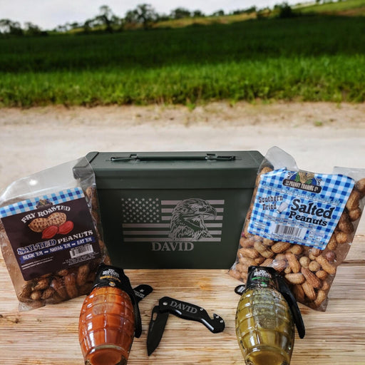Ammo Can Gift for Him | Personalized Hot Sauce Peanuts & Pocket Knife | Perfect Valentine&#39;s Day, Father&#39;s Day, Birthday, Hunting Gift
