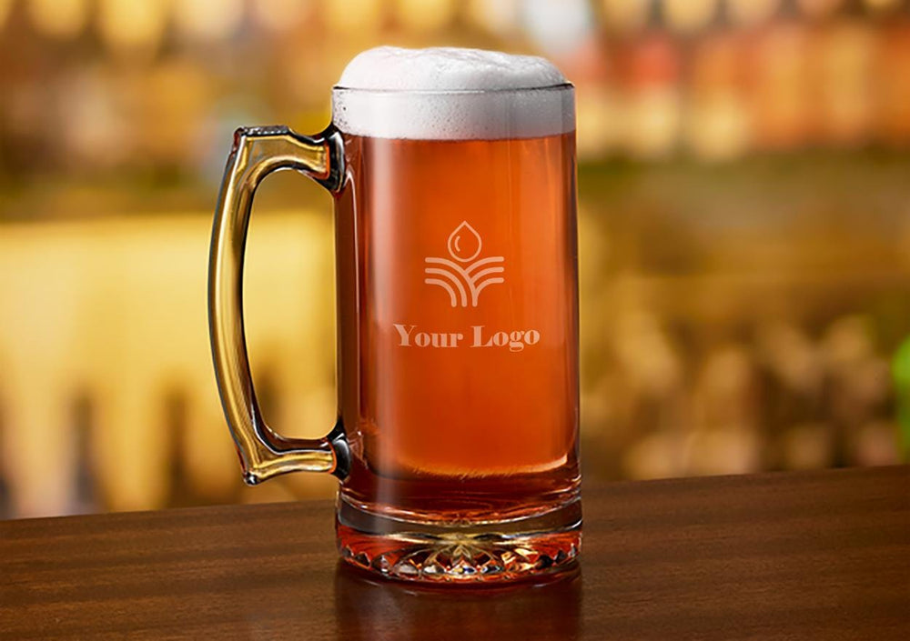 Custom Corporate Beer Mug - Personalized Logo Engraved Promotional Gifts for Clients, Wholesale Bulk Beer Glasses