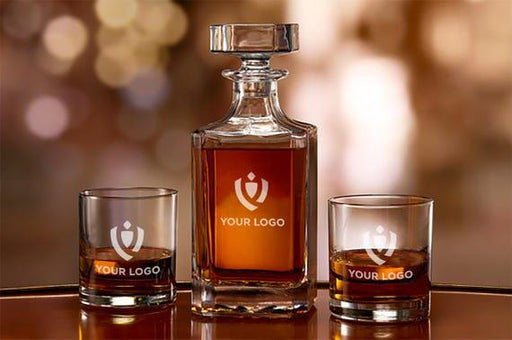 Whiskey Decanter Set - Custom Engraved Glasses for Gifts, Personalized Logo Design, Perfect for Clients & Bulk Orders