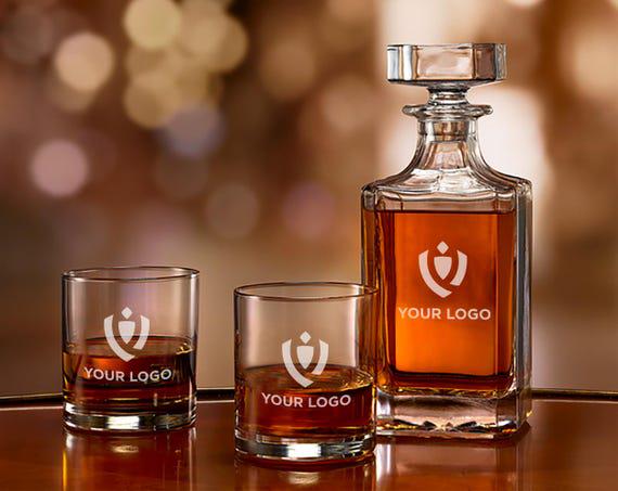 Whiskey Decanter Set - Custom Engraved Glasses for Gifts, Personalized Logo Design, Perfect for Clients & Bulk Orders