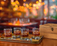 Whiskey Glass Set - Custom Engraved Set of 4 Glasses, Personalized Logo Design, Perfect for Clients & Wholesale Bulk Orders