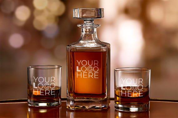 Whiskey Decanter Set - Custom Engraved Glasses for Gifts, Personalized Logo Design, Perfect for Clients & Bulk Orders