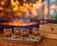 Whiskey Glass Set - Custom Engraved Set of 4 Glasses, Personalized Logo Design, Perfect for Clients & Wholesale Bulk Orders