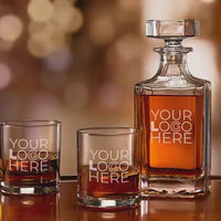 Whiskey Decanter Set - Custom Engraved Glasses for Gifts, Personalized Logo Design, Perfect for Clients & Bulk Orders