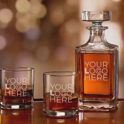 Whiskey Decanter Set - Custom Engraved Glasses for Gifts, Personalized Logo Design, Perfect for Clients & Bulk Orders