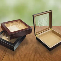 Glass Top Cigar Humidor - Custom Engraved Personalized Logo Wood Box Perfect for Lawyer Clients & Keepsake Box Set Wholesale Orders